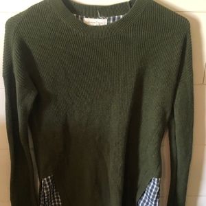 Treasure & Bond Green sweater with gingham bottom